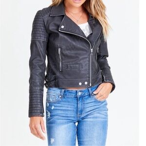 Alter’d State women’s black faux leather moto jacket size medium